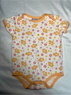Vintage 2006 Care Bears Friend Bear Bodysuit 6-9M Orange Floral Rare